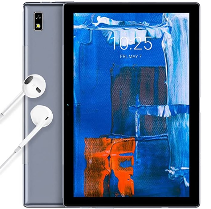 Blackview Tab9 Tablet 10,1 Zoll 4G LTE Dual SIM + 5G-WiFi 7,480mAh Akku 1920*1200 FHD+, Octa-Core Prozessor (T610), 13MP/5MP 64GB/4GB RAM Android 10 Tablets-PC mit Hülle/Kopfhörer - Face ID/GPS - Grau